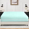 thumbnail image 1 of Twin Size Zipper Fitted Sheet Only – 100% Egyptian Cotton, 600 Thread Count, 12-Inch Extra Deep Pocket, Luxury Sateen Weave Bottom Sheet, Hotel Quality, ( 39" x 75" +12" , Aqua Blue Solid ), 1 of 6