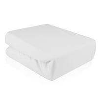 Twin Size Zippered Waterproof Mattress Protector, Polyester Cotton, White