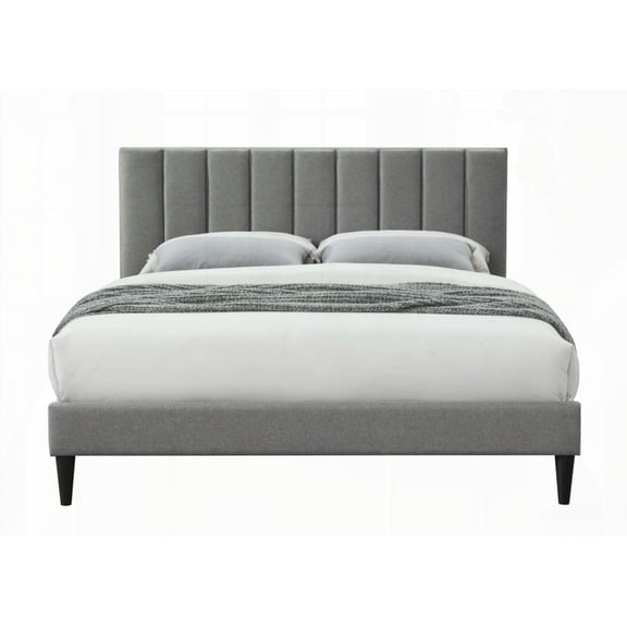 Twin Sized Channel Bed with USB in a Box - Gray Polyester Fabric