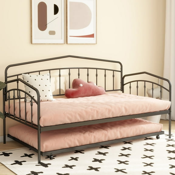 Twin Solid and Stable Daybed with Twin Trundle (Black)