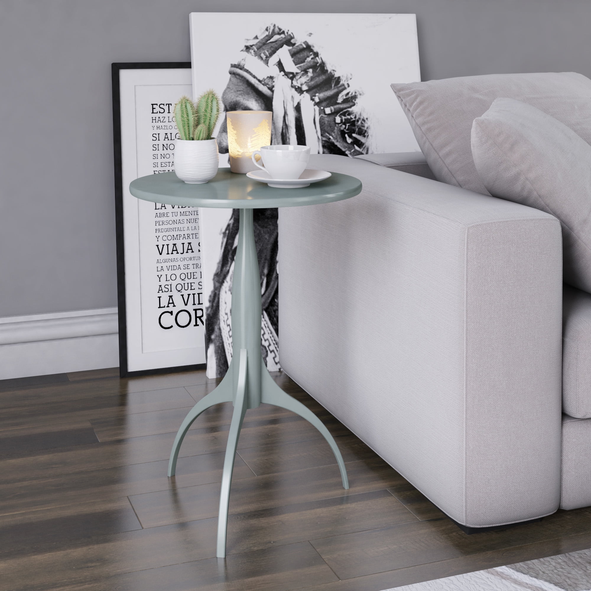 Twin Star Home 17.75 inches Diameter Round Modern Drink End Table ...