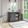 thumbnail image 1 of Twin Star Home 36" Sliding Barn Door Single Bathroom Vanity with Woven Baskets, 1 of 8