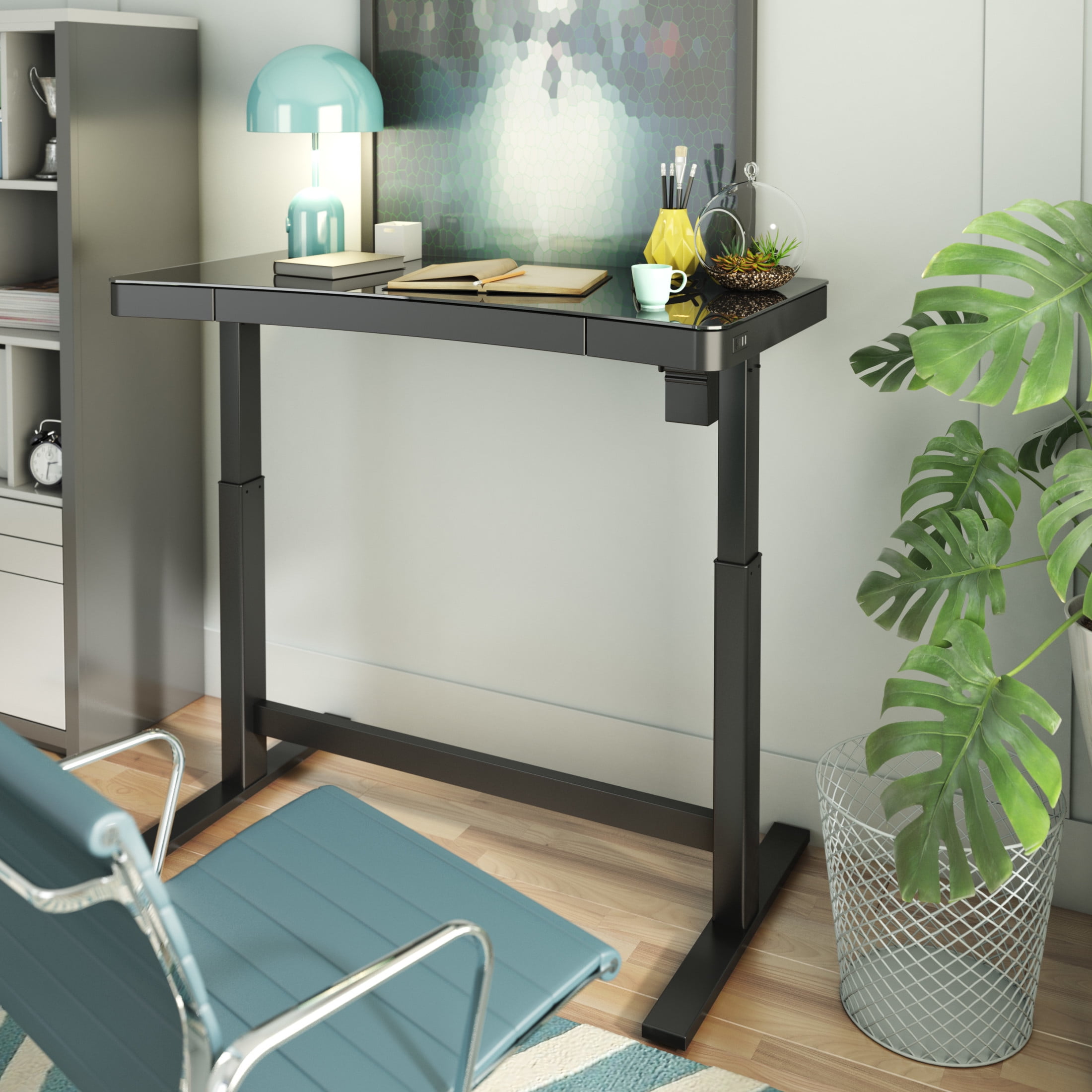 Twin Star Home 47" Ashford™ Adjustable Height Desk, Shadow Black
