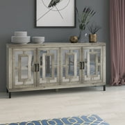 Twin Star Home 63" Sideboard with Geometric Mirrored Doors