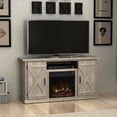 thumbnail image 1 of Twin Star Home Barn Door TV Stand for TVs up to 55" with ClassicFlame Electric Fireplace, Ashland Pine, 1 of 9