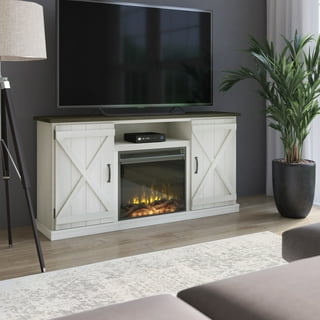 Beige fireplace 2024 tv stand