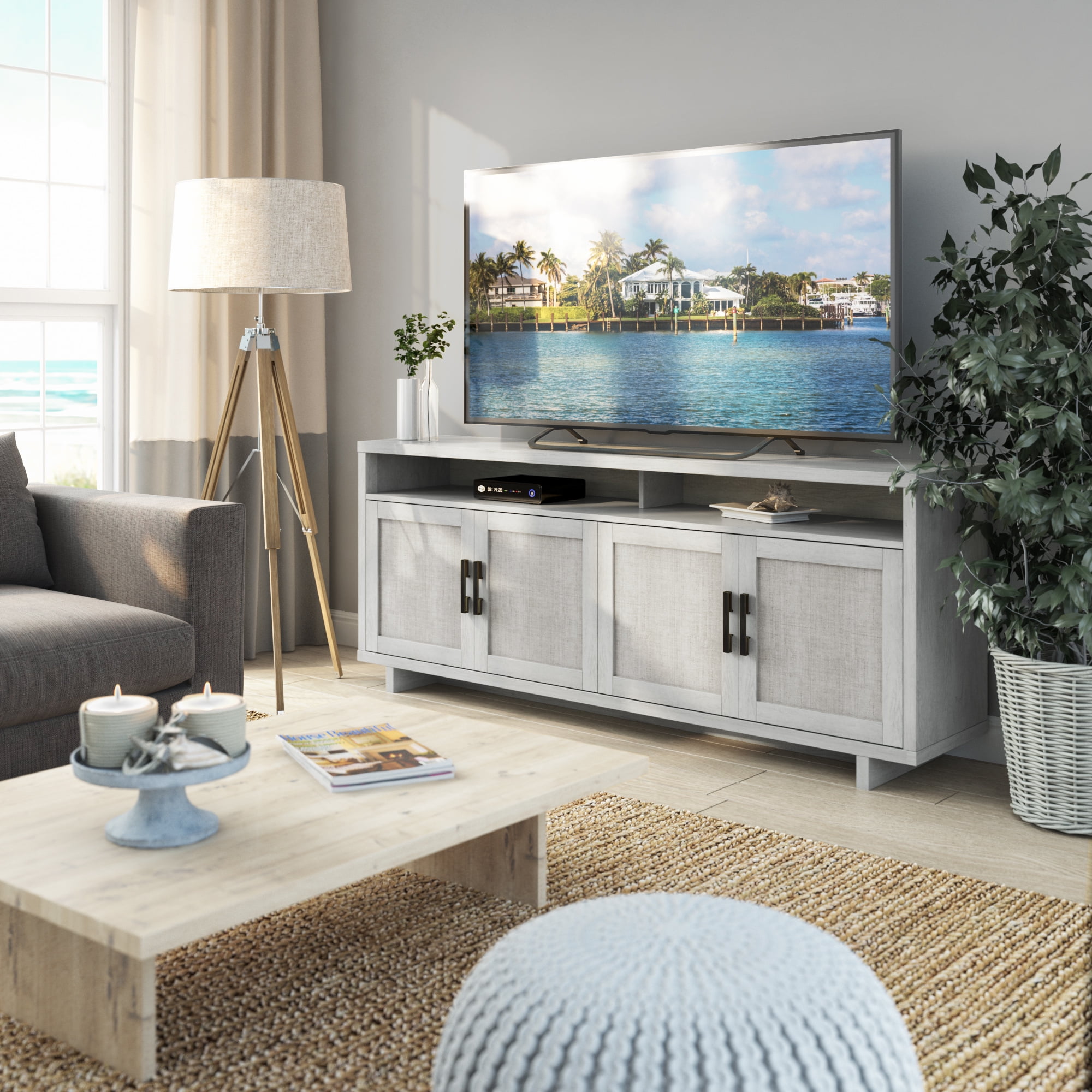 Twin Star Home Coastal TV Stand for TVs up to 80