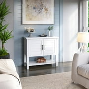 Twin Star Home Console Table with USB Charging Ports and Louvered Doors