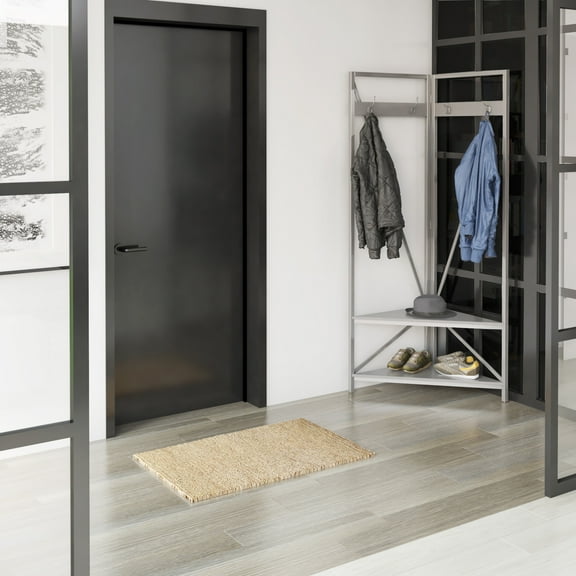 Twin Star Home Contemporary Corner Hall Tree with Metal Frame in Antique Gray