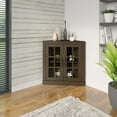 thumbnail image 1 of Twin Star Home Corner Accent Cabinet with Windowpane Doors, 1 of 6