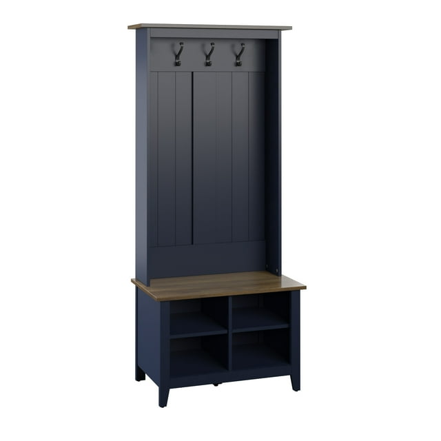 Twin Star Home Hall Tree with Storage Bench in Insignia Blue