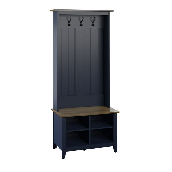 Twin Star Home Hall Tree with Storage Bench in Insignia Blue