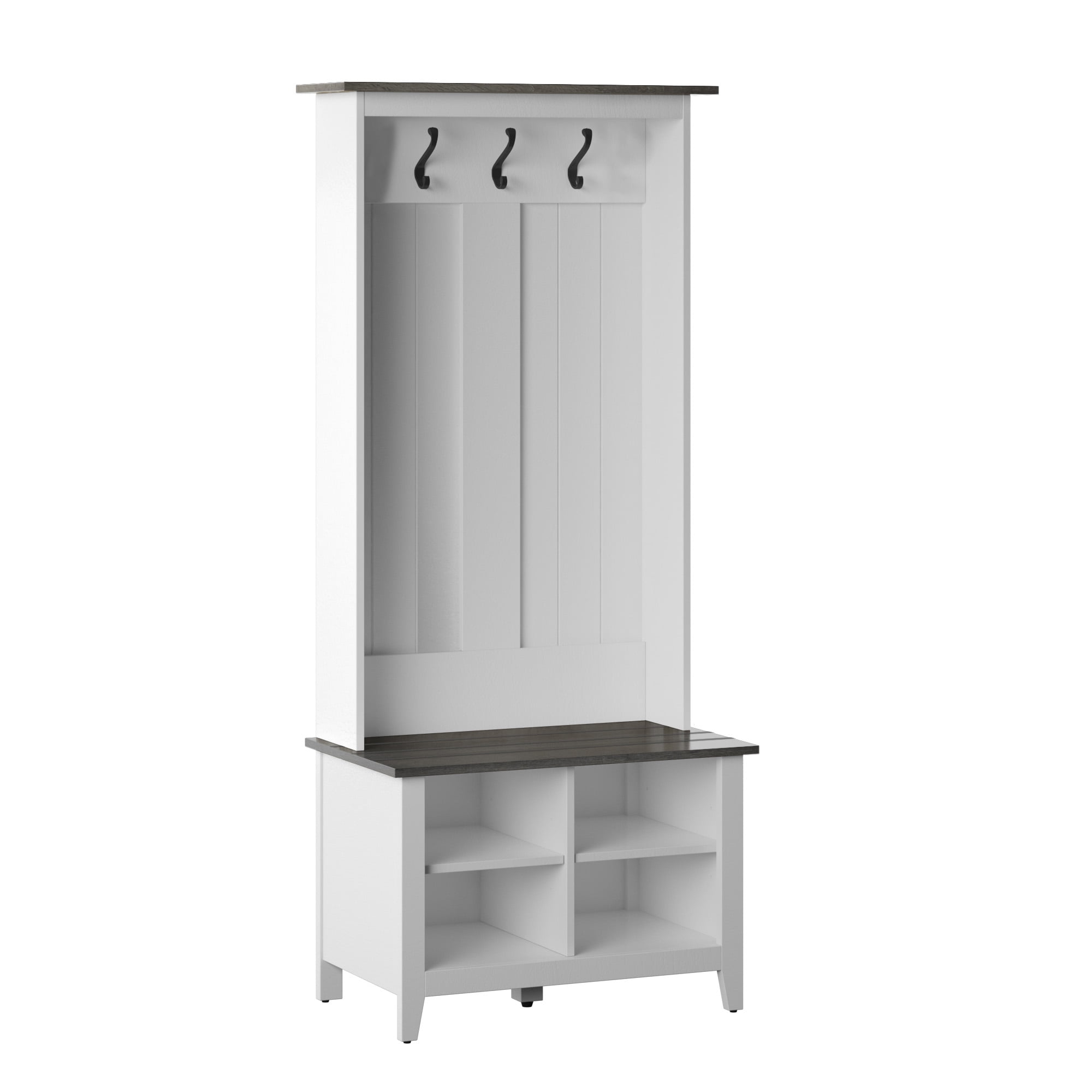 Twin Star Home Hall Tree with Storage Bench in White - Walmart.com