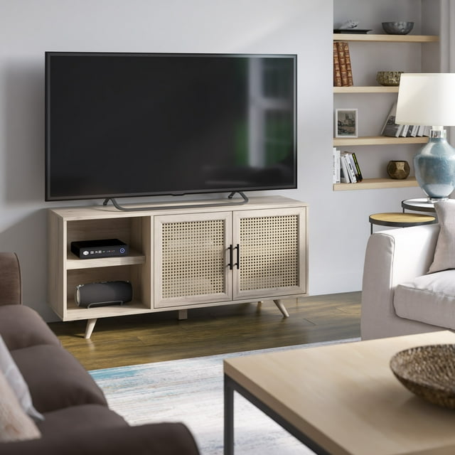 Twin Star Home Rattan TV Stand for TV's up to 60
