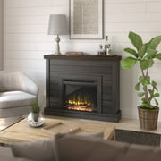 Twin Star Home Shiplap Wall Mantel Electric Fireplace", Weathered Gray