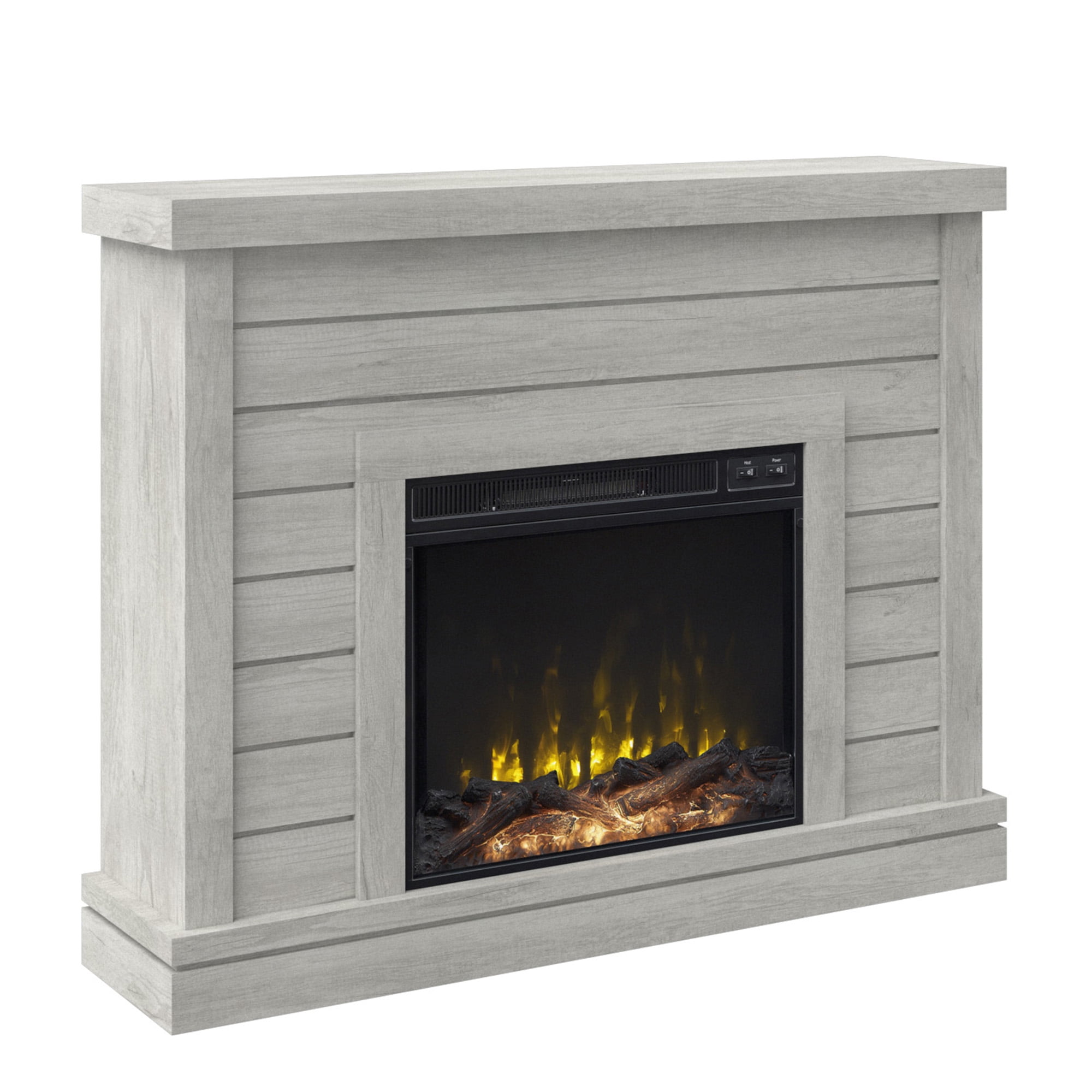 Sargent Oak Shiplap Wall Mantel Electric Fireplace