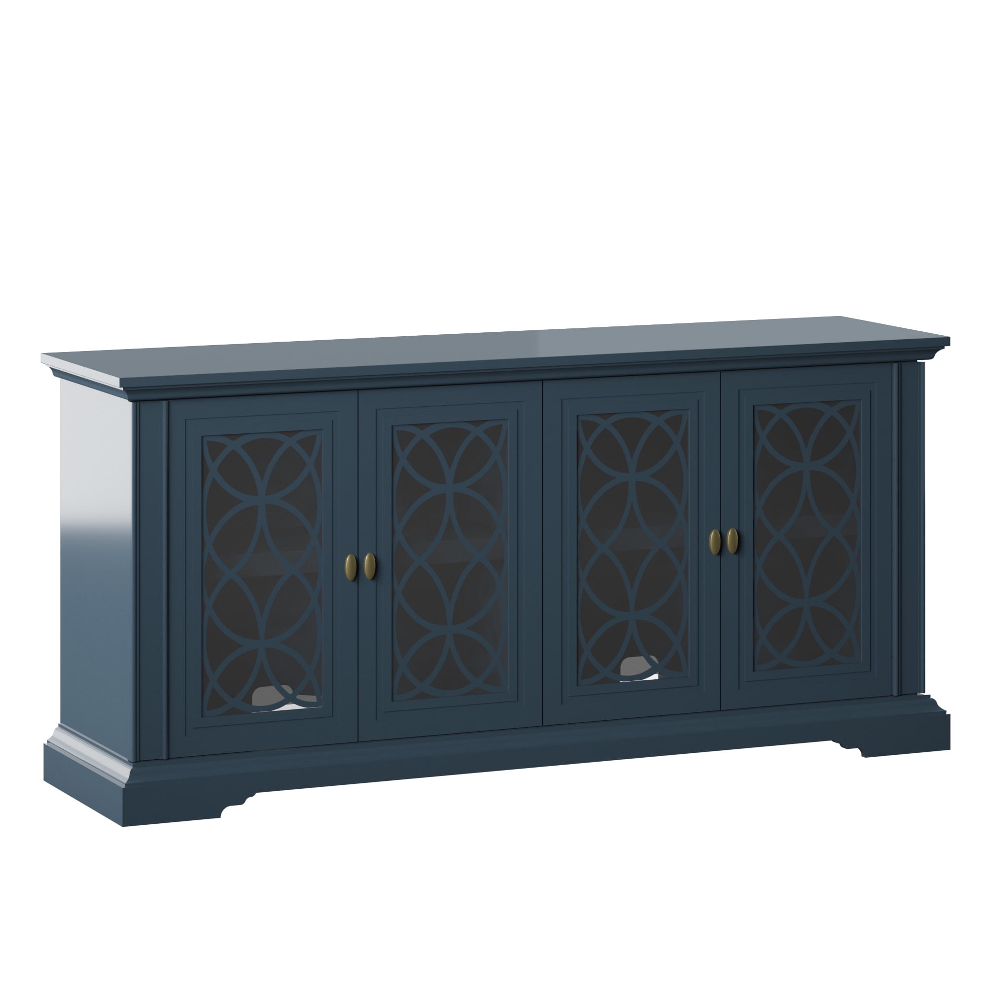Twin Star Home Sideboard with Tempered Glass Panels with Tempered Glass