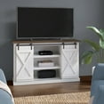 thumbnail image 1 of Twin Star Home TV Stand for TVs up to 60 in. with Sliding Barn Doors White/Saw Cut Espresso, 1 of 9
