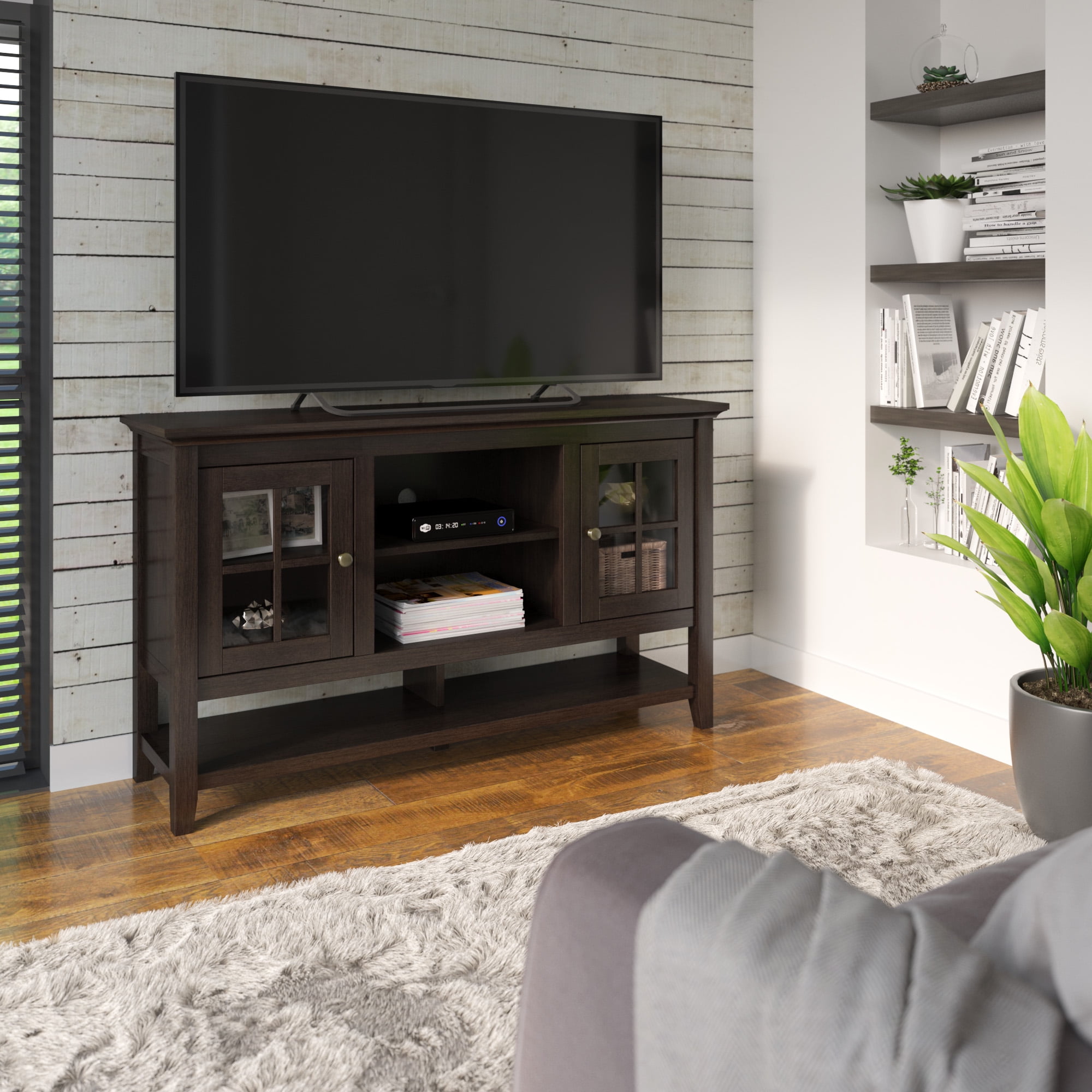 Twin Star Home TV Stand for TVs up to 60" with Windowpane Doors