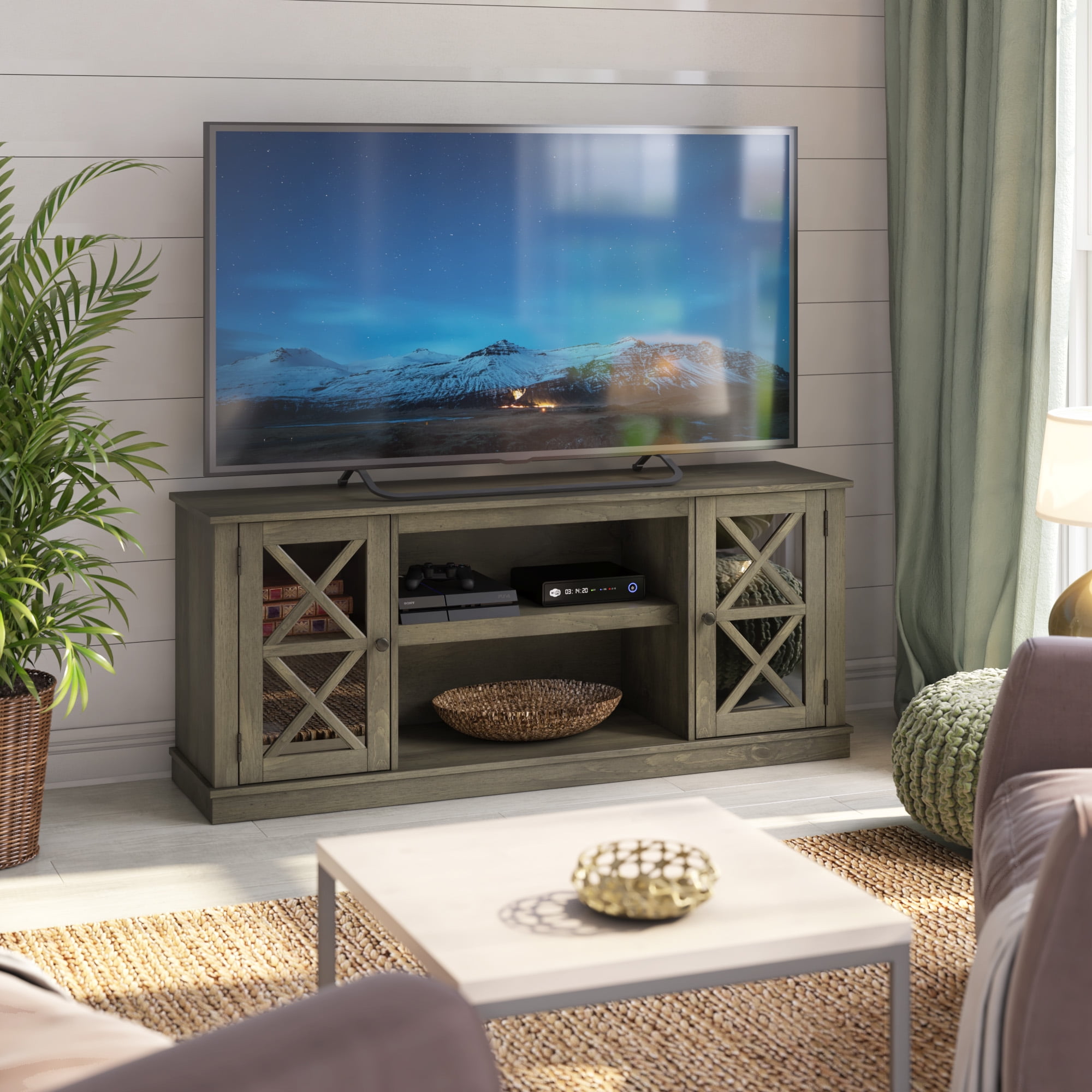 Twin Star Home TV Stand for TVs up to 65" in Spanish Gray