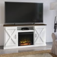 Twin Star Home TV Stand for TVs up to 70” with Electric Fireplace, Stanton Birch/White