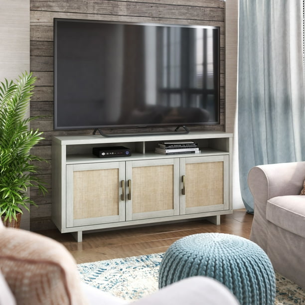 Twin Star Home TV Stand with Fabric Doors for TVs up to 60