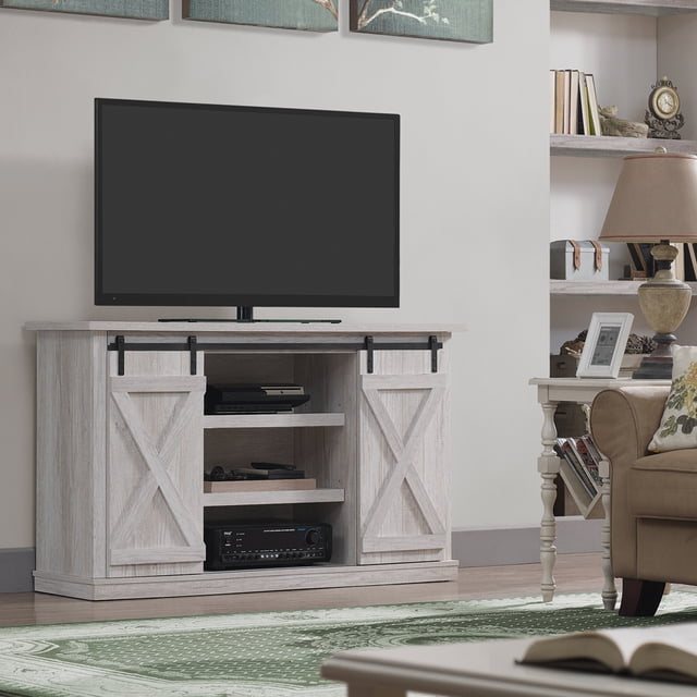 Twin Star Home Terryville Barn Door TV Stand for TVs up to 60", White Oak