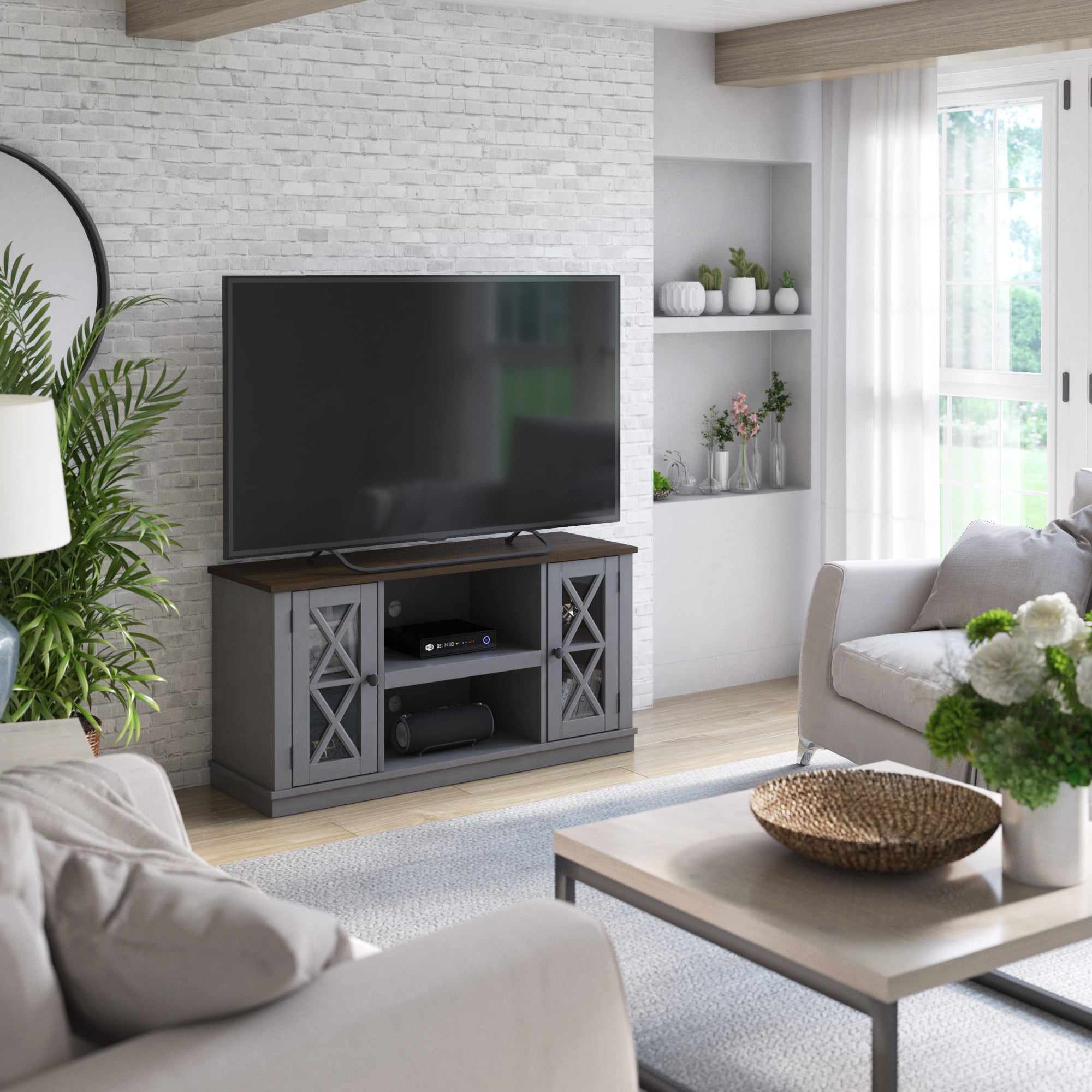 Twin Star Luxe Stanton Ridge TV Stand for TVs up to 55", Antique Gray