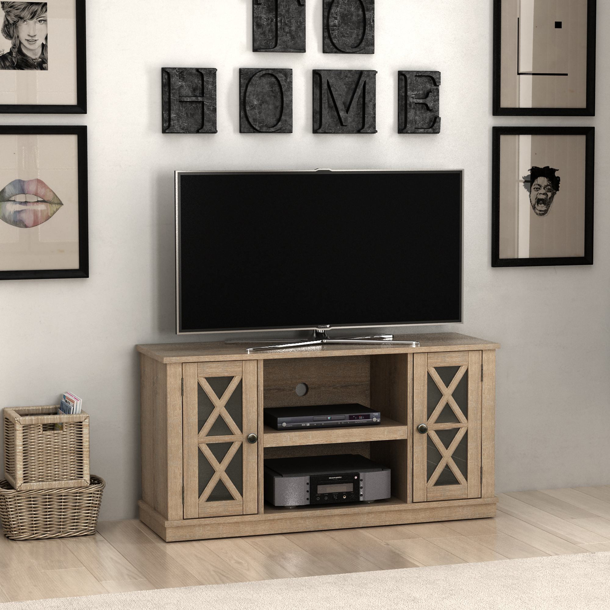 Twin Star Luxe Stanton Ridge TV Stand for TVs up to 55", Oak - image 1 of 8