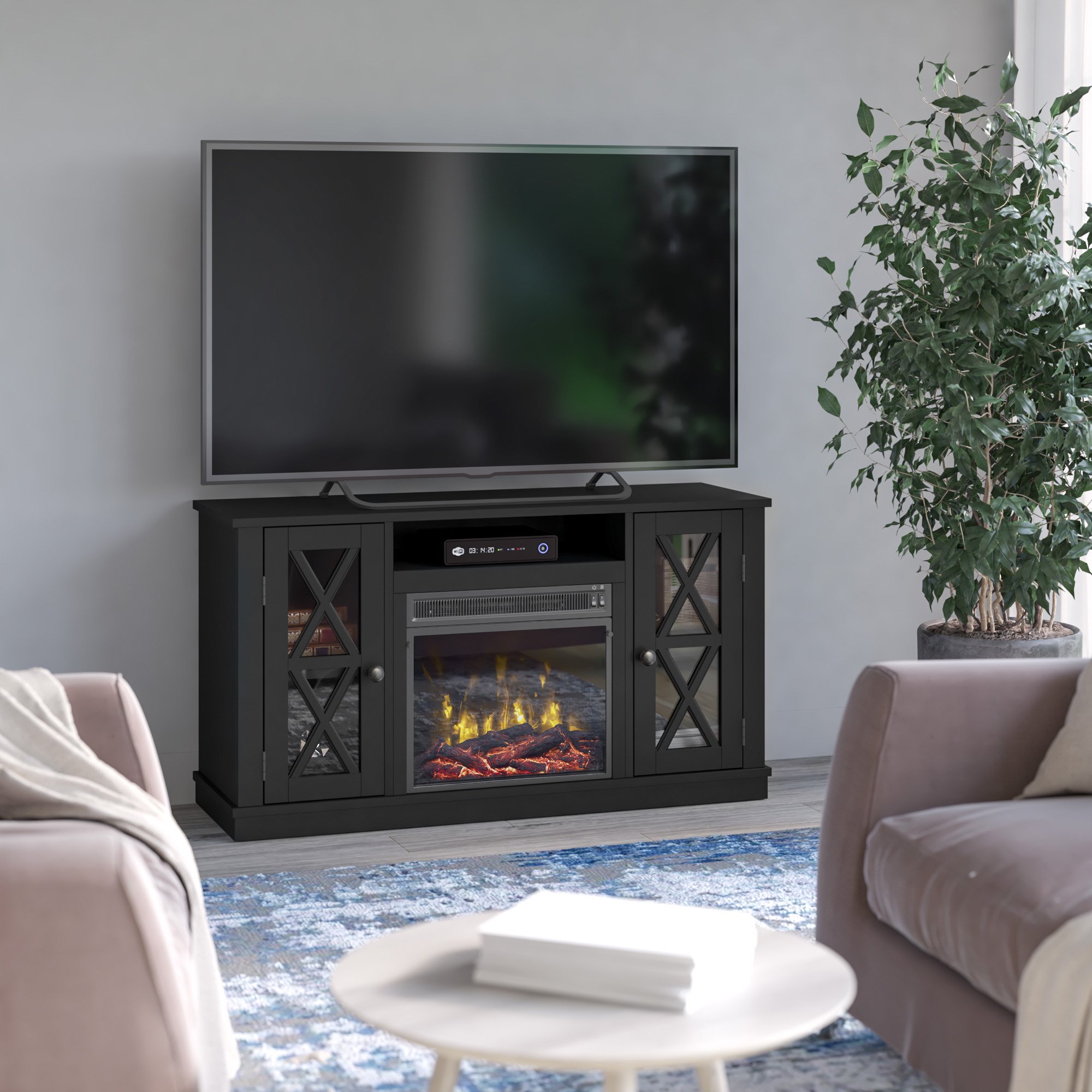 Twin Star Stanton Ridge Electric Fireplace TV Stand for TVs up to 55 ,  Black - Walmart.com
