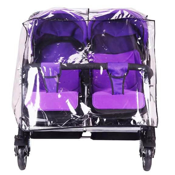 Twin Stroller Raincoat Universal Size Side by Side Stroller Weather Shield Baby Rain Cover Wind Shield without seat mat
