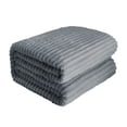 thumbnail image 1 of Twin Super Soft Throw Blanket Dark Gray Premium Silky Flannel Fleece 3D Ribbed Jacquard Lightweight Bed Blanket All Season Use, 1 of 8