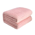 thumbnail image 1 of Twin Super Soft Throw Blanket Pink Premium Silky Flannel Fleece 3D Ribbed Jacquard Lightweight Bed Blanket All Season Use, 1 of 8
