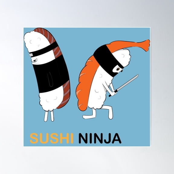 Twin Sushi Ninja Poster Wall Art, Modern Wall Decor For Living Room Bedroom, 16x16 UNFRAMED
