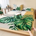 thumbnail image 1 of Twin Sze Fitted Sheet Set - Beige Boho 2 Piece Bedding Sets 16" Deep Pocket Fitted Sheet with 1 Pillowcase, Tropical Palm Tree Modern Abstract Art Brushed Microfiber Hotel Luxury Bed Sheets, 1 of 9
