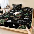thumbnail image 1 of Twin Sze Fitted Sheet Set - Black Christmas 2 Piece Bedding Sets 16" Deep Pocket Fitted Sheet with 1 Pillowcase, Winter Green Pine Tree Gold Snowflake Brushed Microfiber Hotel Luxury Bed Sheets, 1 of 9