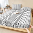 thumbnail image 1 of Twin Sze Fitted Sheet Set - Black White Striped 2 Piece Bedding Sets 16" Deep Pocket Fitted Sheet with 1 Pillowcase, Modern Farmhouse Geometric Brushed Microfiber Hotel Luxury Bed Sheets, 1 of 9