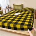 thumbnail image 1 of Twin Sze Fitted Sheet Set - Black Yellow Plaid 2 Piece Bedding Sets 16" Deep Pocket Fitted Sheet with 1 Pillowcase, Retro Country Buffalo Check Gingham Brushed Microfiber Hotel Luxury Bed Sheets, 1 of 9