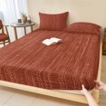 thumbnail image 1 of Twin Sze Fitted Sheet Set - Brick Red 2 Piece Bedding Sets 16" Deep Pocket Fitted Sheet with 1 Pillowcase, Pure Color Stripes Linen Texture Modern Simple Brushed Microfiber Hotel Luxury Bed Sheets, 1 of 9