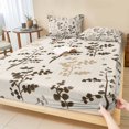 thumbnail image 1 of Twin Sze Fitted Sheet Set - Brown Beige Botanical 2 Piece Bedding Sets 16" Deep Pocket Fitted Sheet with 1 Pillowcase, Rustic Country Spring Floral Summer Leaf Brushed Microfiber Hotel Bed Sheets, 1 of 9
