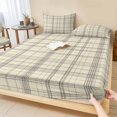thumbnail image 1 of Twin Sze Fitted Sheet Set - Check Plaid 2 Piece Bedding Sets 16" Deep Pocket Fitted Sheet with 1 Pillowcase, Light Brown Grids Stripes Modern Minimalist Brushed Microfiber Hotel Luxury Bed Sheets, 1 of 9
