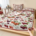 thumbnail image 1 of Twin Sze Fitted Sheet Set - Cherry 2 Piece Bedding Sets 16" Deep Pocket Fitted Sheet with 1 Pillowcase, Vintage Watercolor Purple Red Fruits on Linen Brushed Microfiber Hotel Luxury Bed Sheets, 1 of 9