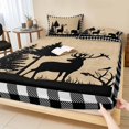 thumbnail image 1 of Twin Sze Fitted Sheet Set - Christmas Elk 2 Piece Bedding Sets 16" Deep Pocket Fitted Sheet with 1 Pillowcase, Xmas Tree White Black Buffalo Plaid Brushed Microfiber Hotel Luxury Bed Sheets, 1 of 9