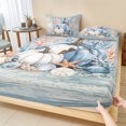 thumbnail image 1 of Twin Sze Fitted Sheet Set - Coastal Fall 2 Piece Bedding Sets 16" Deep Pocket Fitted Sheet with 1 Pillowcase, Thanksgiving Blue Pumpkins Coral Brown Wood Brushed Microfiber Hotel Luxury Bed Sheets, 1 of 9