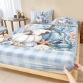 thumbnail image 1 of Twin Sze Fitted Sheet Set - Coastal Fall 2 Piece Bedding Sets 16" Deep Pocket Fitted Sheet with 1 Pillowcase, Thanksgiving Pumpkins Coral Blue Plaid Brushed Microfiber Hotel Luxury Bed Sheets, 1 of 9