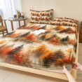 thumbnail image 1 of Twin Sze Fitted Sheet Set - Fall 2 Piece Bedding Sets 16" Deep Pocket Fitted Sheet with 1 Pillowcase, Farmhouse Country Orange Green Pine Trees Brushed Microfiber Hotel Luxury Bed Sheets, 1 of 9