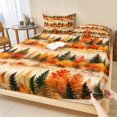 thumbnail image 1 of Twin Sze Fitted Sheet Set - Fall 2 Piece Bedding Sets 16" Deep Pocket Fitted Sheet with 1 Pillowcase, Watercolor Orange Red Maple Leaves Green Pine Trees Brushed Microfiber Hotel Luxury Bed Sheets, 1 of 9
