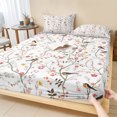 thumbnail image 1 of Twin Sze Fitted Sheet Set - Flowers Birds 2 Piece Bedding Sets 16" Deep Pocket Fitted Sheet with 1 Pillowcase, Farmhouse Botanical Floral Branches Plants Brushed Microfiber Hotel Luxury Bed Sheets, 1 of 9
