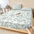 thumbnail image 1 of Twin Sze Fitted Sheet Set - Green Flower 2 Piece Bedding Sets 16" Deep Pocket Fitted Sheet with 1 Pillowcase, Farmhouse Vintage Boho Leaf Spring Brushed Microfiber Hotel Luxury Bed Sheets, 1 of 9