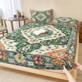 thumbnail image 1 of Twin Sze Fitted Sheet Set - Green Orange Beige Boho 2 Piece Bedding Sets 16" Deep Pocket Fitted Sheet with 1 Pillowcase, Retro Ethnic Tribal Abstract Art Brushed Microfiber Hotel Luxury Bed Sheets, 1 of 9